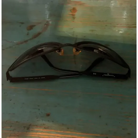 CHANEL Authentic Vintage ALL-OVER CC LOGO Micro Sunglasses Black Metal - Picture 10 of 16